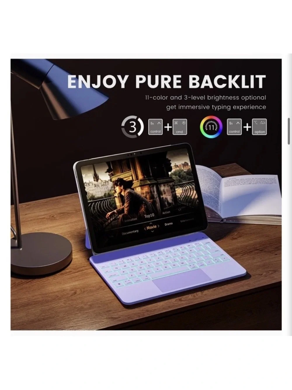 RAYMCRAFT iPad 10th Gen 10.9” iPad A16 11th 11” Bluetooth Touchpad Case Purple